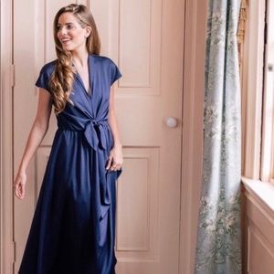 Gal meets glam Margie Tie Waist Satin Midi Dress